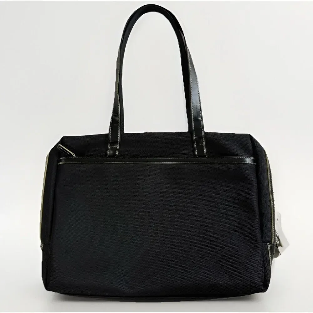 NWOT Jack Georges Italian Leather 3 Way Tote Bag Travel Carry On Black‎ Business